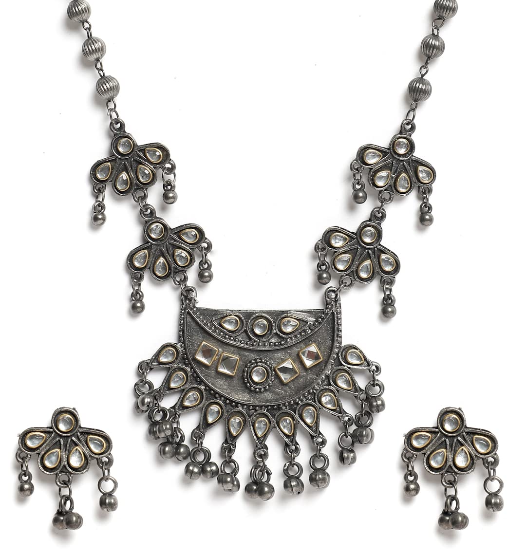 YouBella Jewellery Oxidised Silver Necklace Jewellery Set with Earrings for Girls and Women (Style 3) (B0BRNJ9S21) Amazon Price History, Amazon Price Tracker