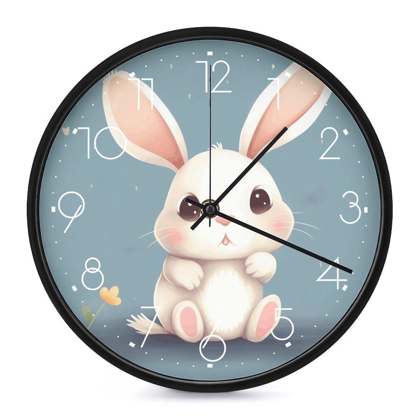 Horloge murale à grands chiffres arabes et design lapin tendance