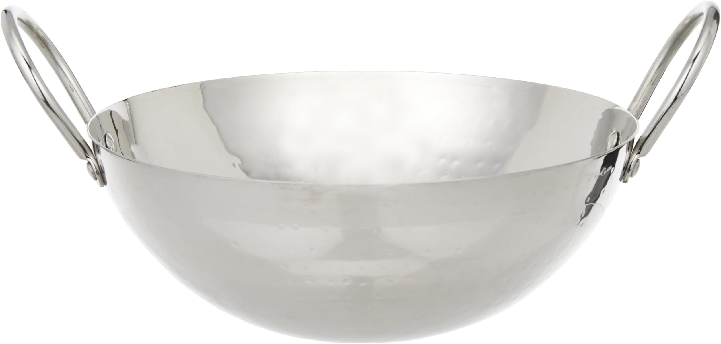 Royalford24cm Heavy Deep Round Kadai- RF11555 Perfect for Sauting, Frying, Stir Frying, Riveted Handles, Stainless Steel Construction, Silver