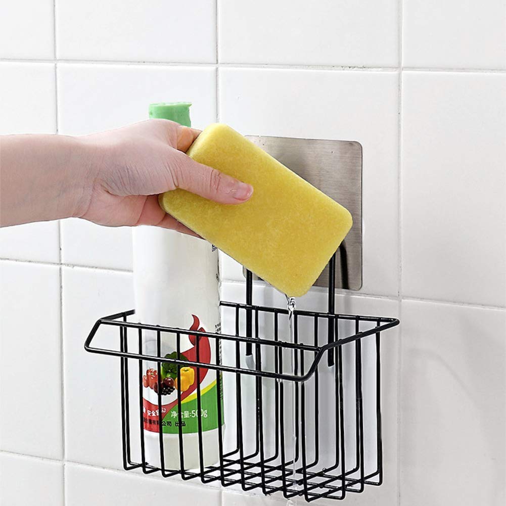 Lexazo Metal Sponge Holder Rack Drain Rack Basket for Kitchen Brush Soap Dish-Washing Liquid, Towel Rack, Shampoo, Cosmetic Bottle Stand (Black) (B09J91JGFD) Amazon Price History, Amazon Price Tracker
