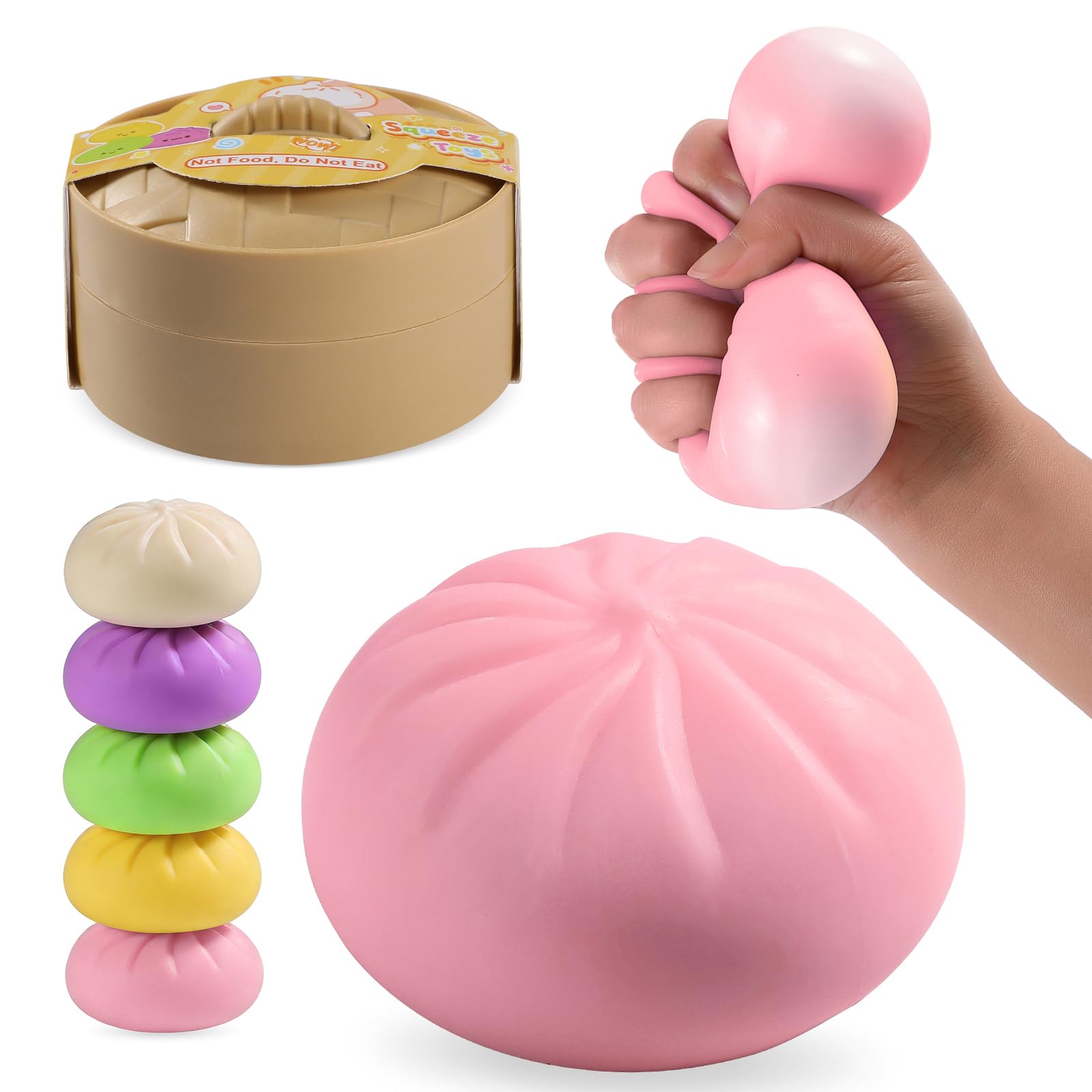 Photo 1 of [VERY DIRTY] Dumpling Squishy Mystery Box, Mystery Dumpling Squishy Squeeze Stress Balls for Kids & Adults, Sensory Fidget Toys for Anxiety Relief, Crazy Fun Dumplings Ideal Gift for Boys,Girls,Teens(Pink)