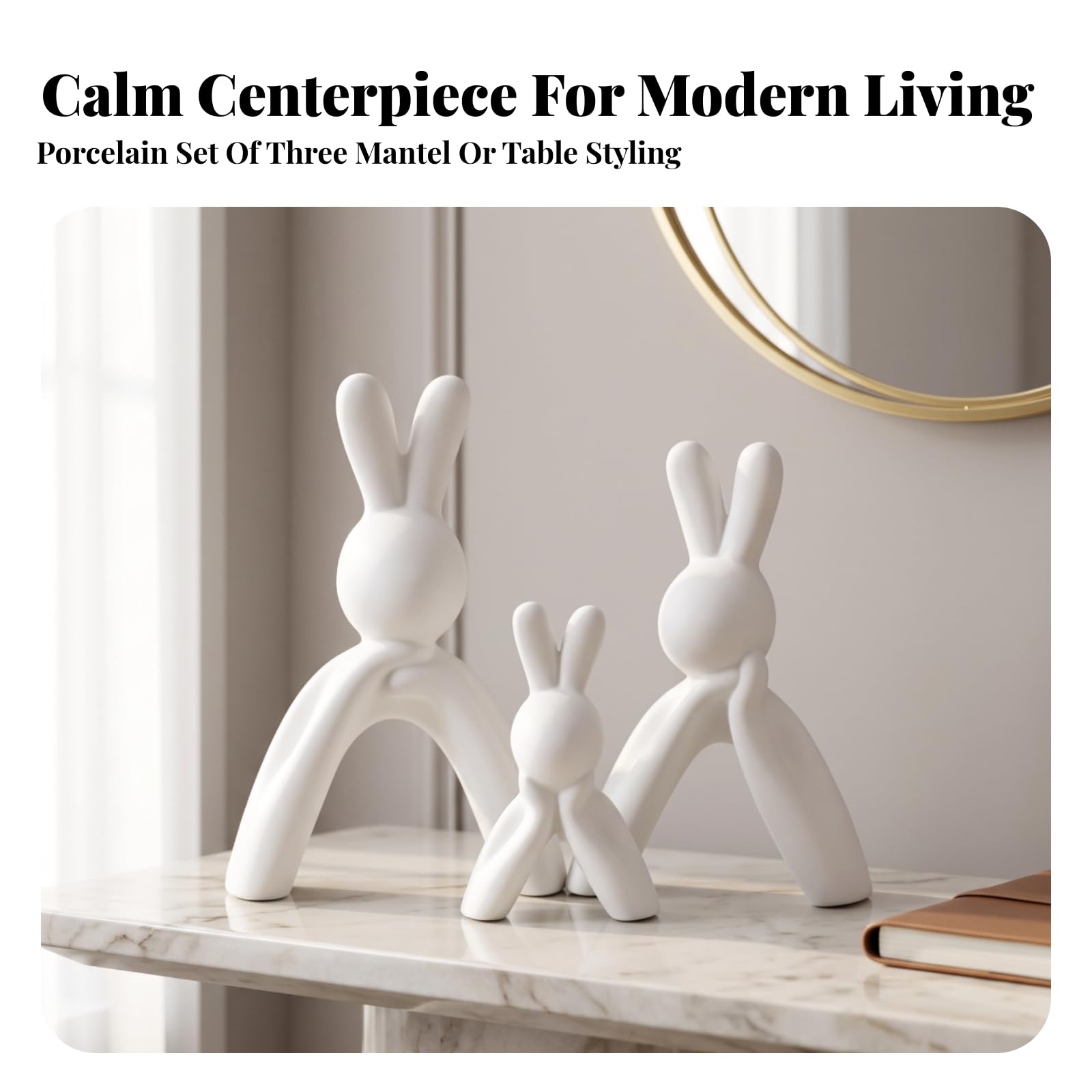 Milageto 3 Stück minimalistisch Hasenfigur | Hasenstatue, Schreibtischornament, für Ostern, Wohnzimmer