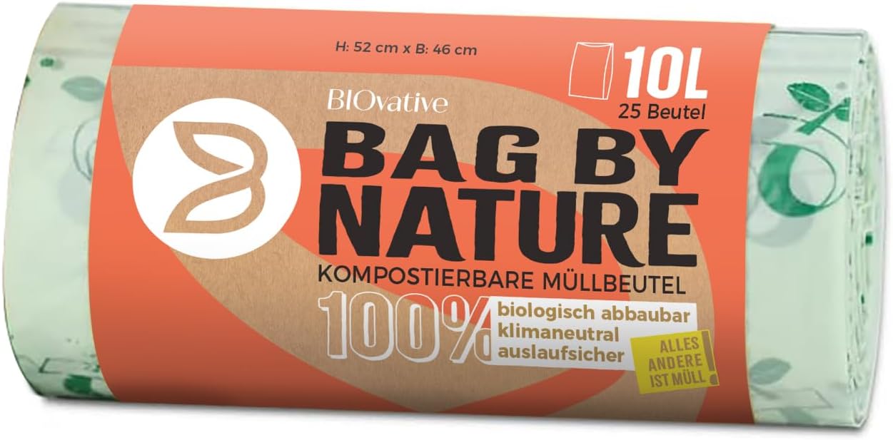 10L Organic Waste Bags - 100% compostable & Biodegradable - Tear-Resistant Organic Bags for Clean Disposal with Handle - Also Available as 6L, 20L, 30L
