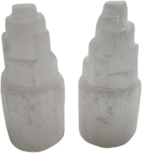 Miniatura 2 de 2 rascacielos de selenita natural de 4 pulgadas de alto, 1 palo de salvia blanca California de 4 pulgadas y 1 palo de Palo Santo de Perú  Salvia