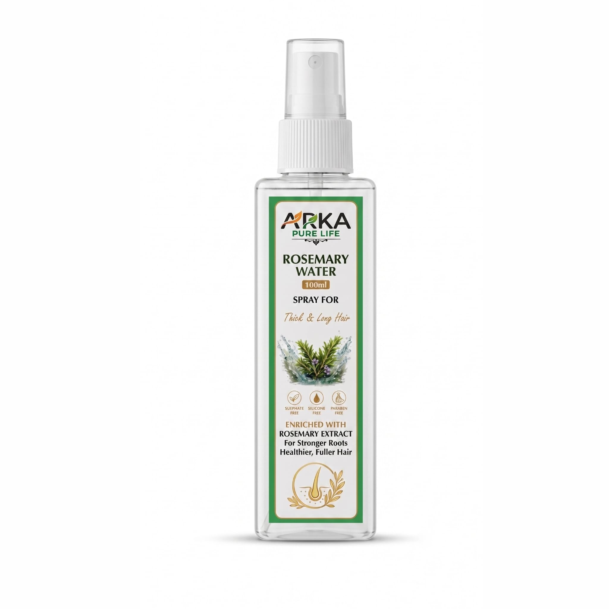 rosemary water hair spray for thick & long hair (100ml) | enriched with pure rosemary extract for hair growth & stronger roots | sulphate, silicone & paraben free