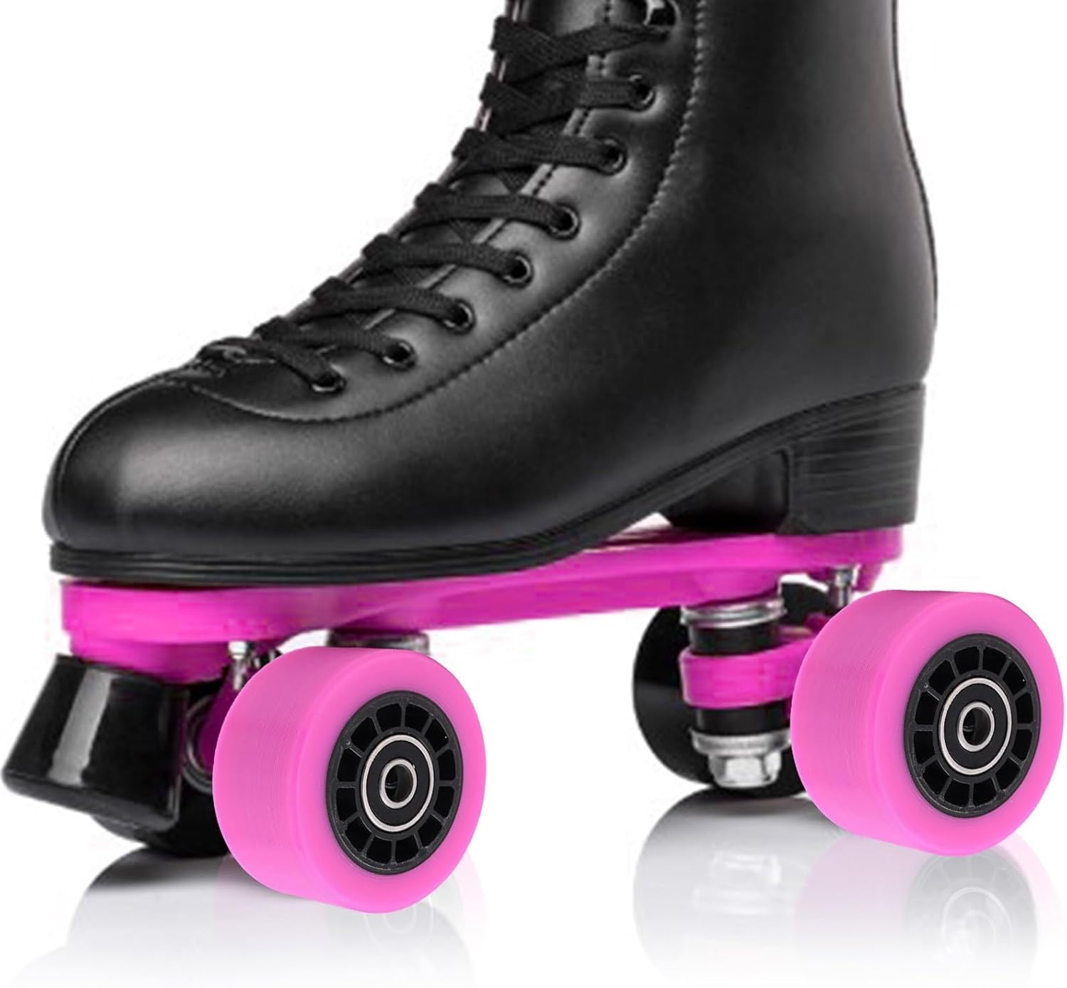 8pcs Roller Skate Wheels 58mm PU Double Row Quad Skateboard Wheels with Bearings High Carbon Steel Indoor Outdoor Skating Accessories