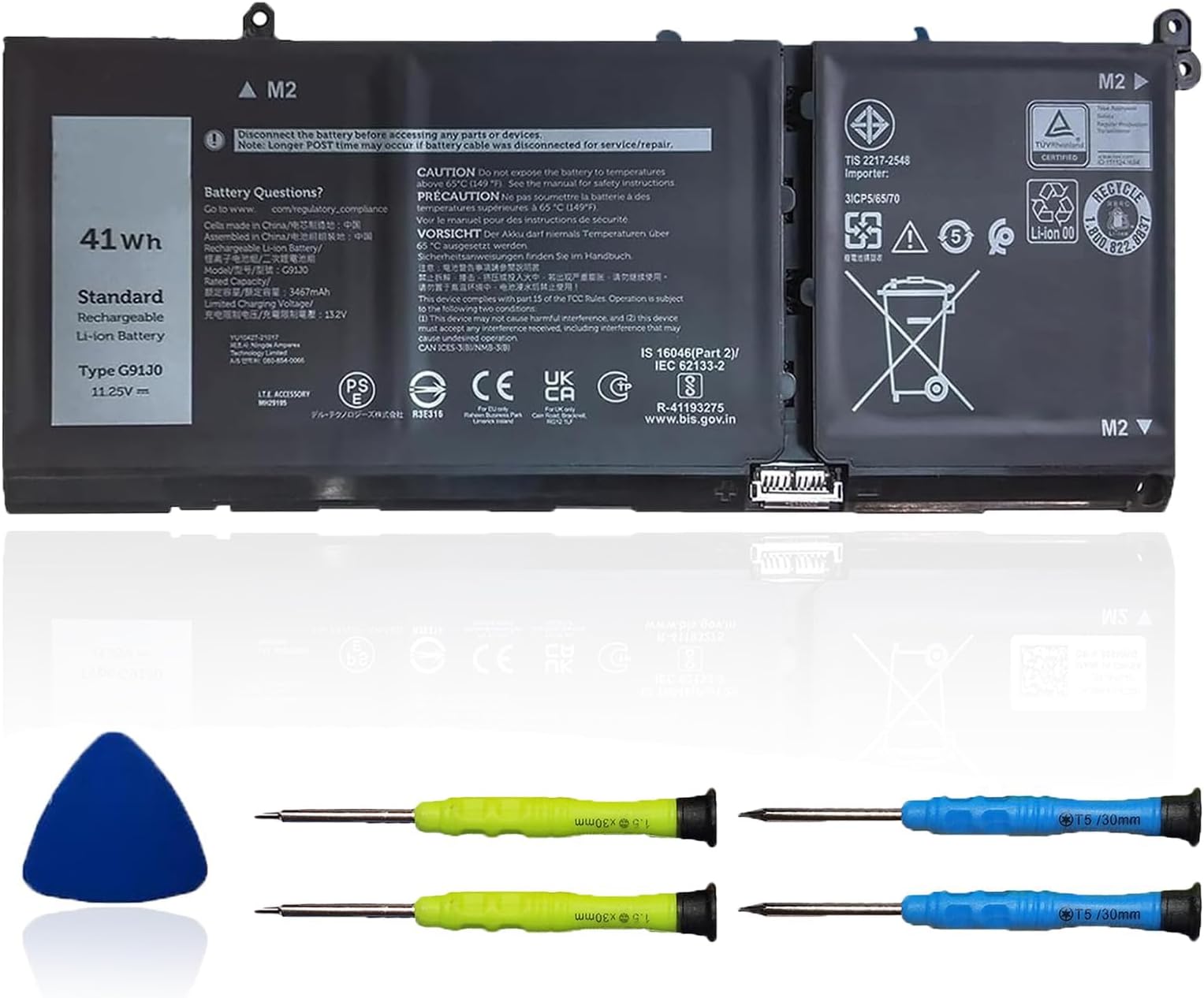 41Wh G91J0 Battery Replacement for Dell Latitude 3320 3330 3420 3520 Inspiron 3510 3511 3515 3525 3530 5310 5410 5418 5510 5515 5518 14 Plus 7420 7415 2-in-1 Vostro 5620 5625 V6W33 TN70C 11.25V