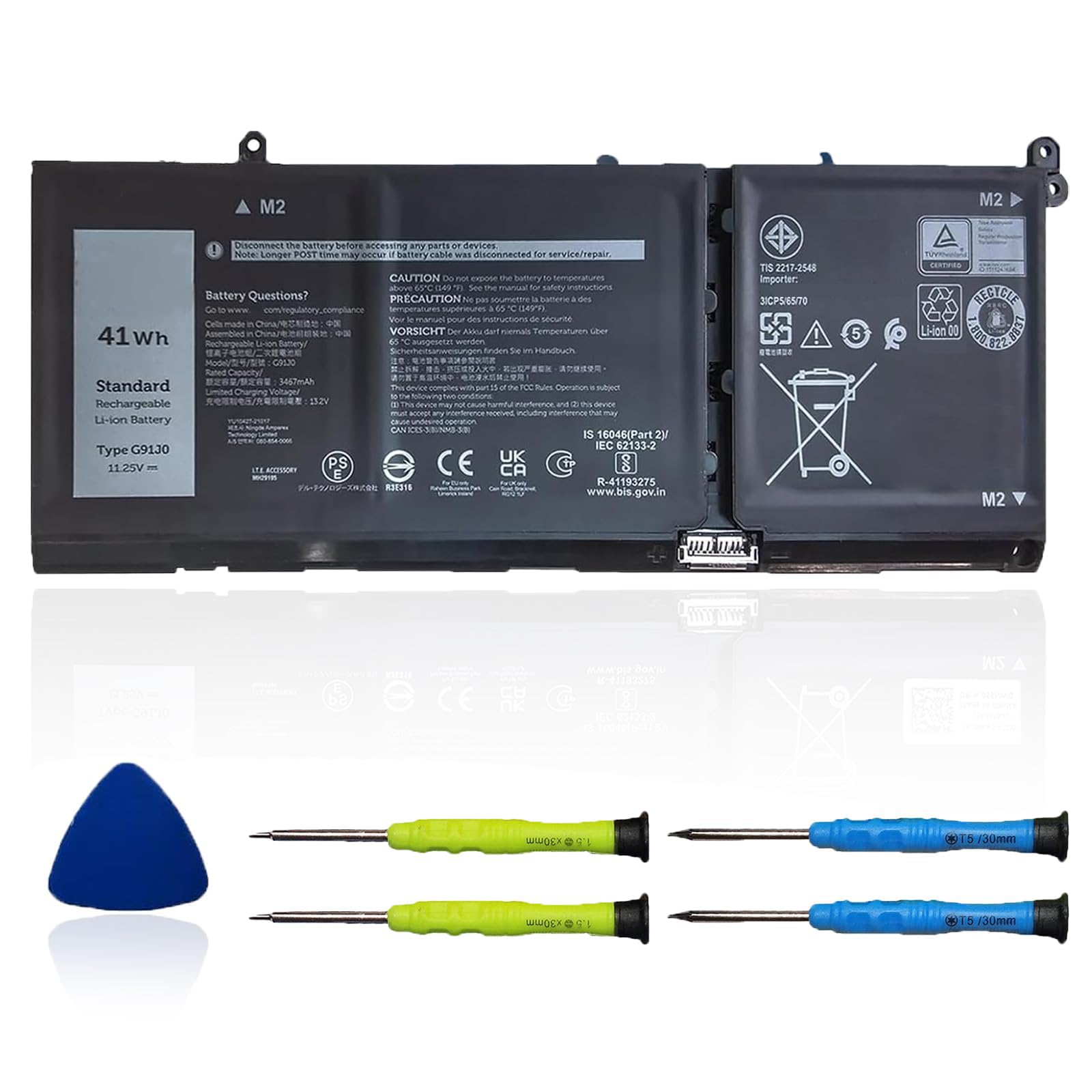 41Wh G91J0 Battery Replacement for Dell Latitude 3320 3330 3420 3520 Inspiron 3510 3511 3515 3525 3530 5310 5410 5418 5510 5515 5518 14 Plus 7420 7415 2-in-1 Vostro 5620 5625 V6W33 TN70C 11.25V