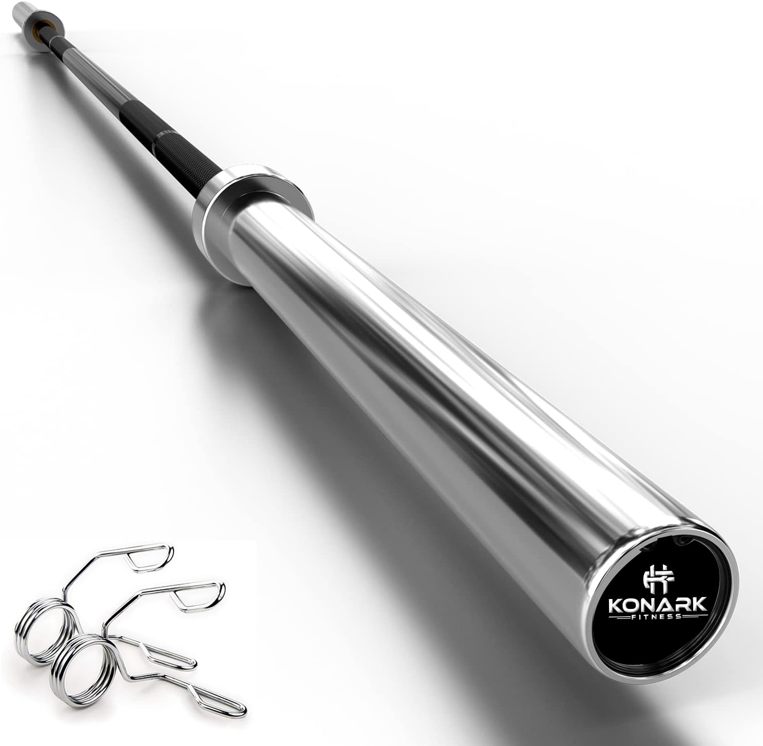 Konark Fitness 7 Feet 20KG Black Olympic Barbell Rod Bench Press, Deadlift,Powerlift,CrossFit,Training (28mm Internel and 50mm Oyter Dia) with Two Spring Coller