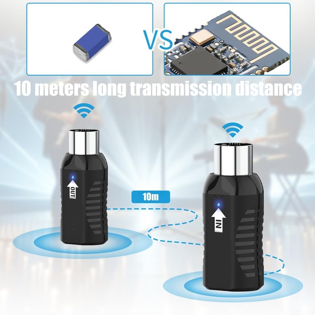 Homefurnishmall MIDI Adapter, Émetteur-Récepteur MIDI Sans Fil Rechargeable, 4 GHz, USB, Compatible avec Clavier et Piano Numérique