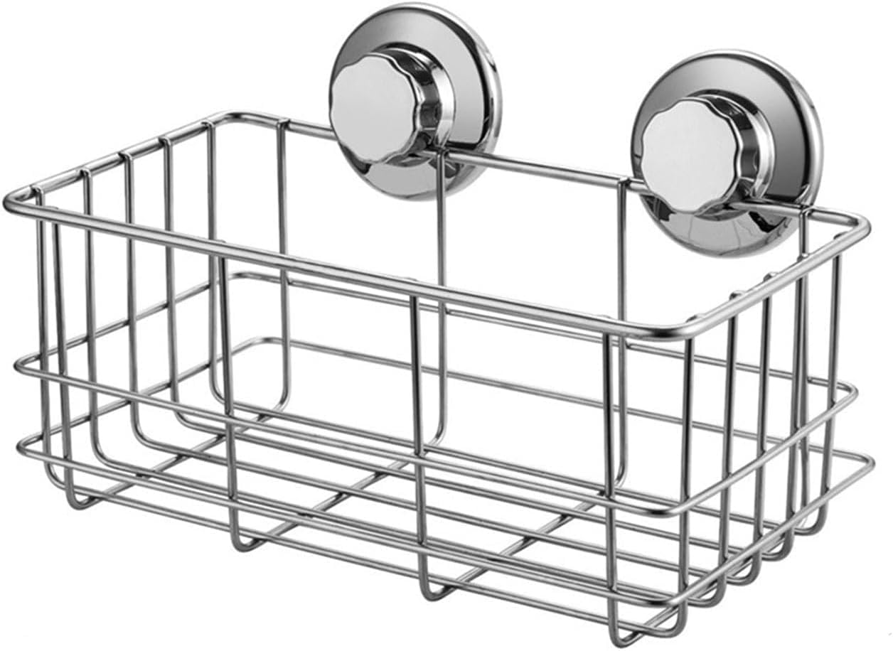 GEDLIRE Strong Suction Cups Deep Shower Caddy Bath Shelf Rust-Free Stainless Steel Basket Shampoo Conditioner Holder for Bathroom