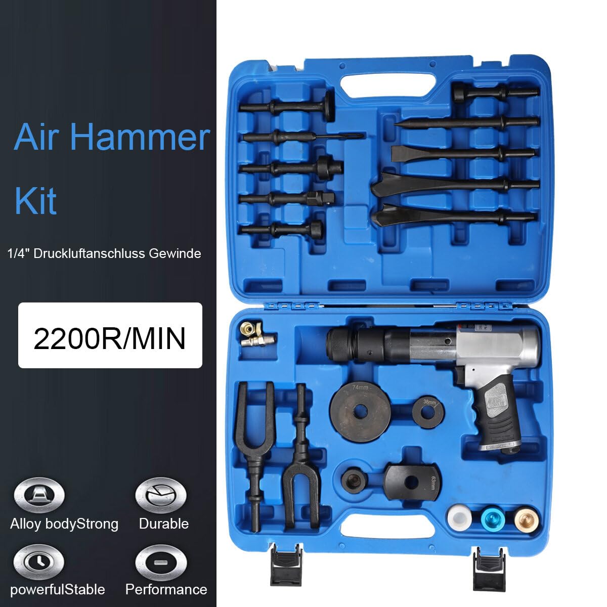 Lufthammer Pneumatischer Betonbrecher Kugelgelenk Auto Reparaturwerkzeug Entferner Flachpunkt Meißel Flugzeug Lufthammer Kit Pneumatische Trenngabel Air Hammer Kit