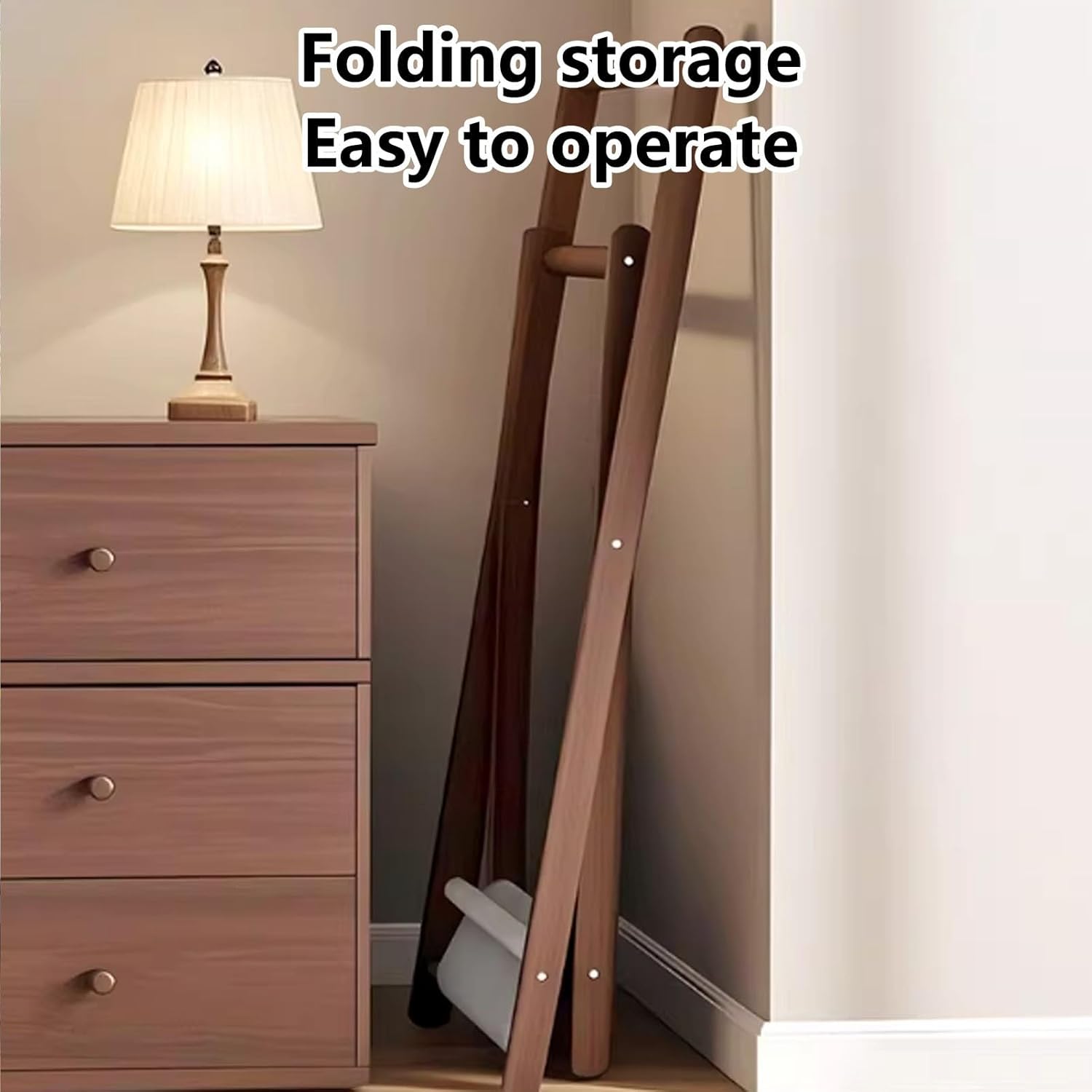 Solid Wood Clothing Rack | Foldable Design with Storage Shelf | Sturdy Floor Standing Garment Rack for Bedroom & Entryway | Easy Assembly Portable Closet Organizer(Natural,40cm/15.7in)