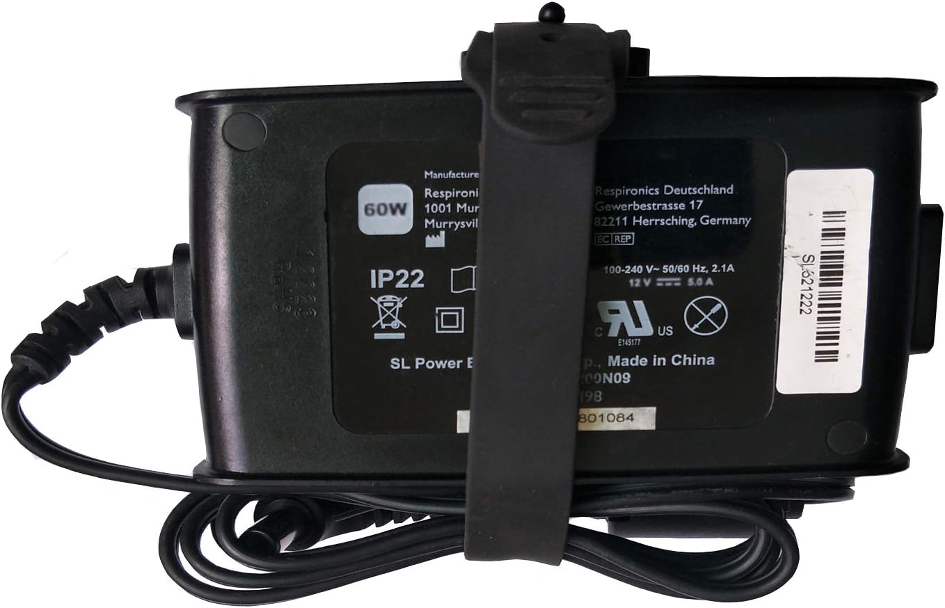 OEM Respironics 60W UL Testing Certification 12V AC/DC Adapter Compatible with Philips Respironics Dorma 500 Auto CPAP 12VDC 5.0A 12.0V 5Amp 5 A 1091398 60 Watt Power Supply Cord Cable Charger