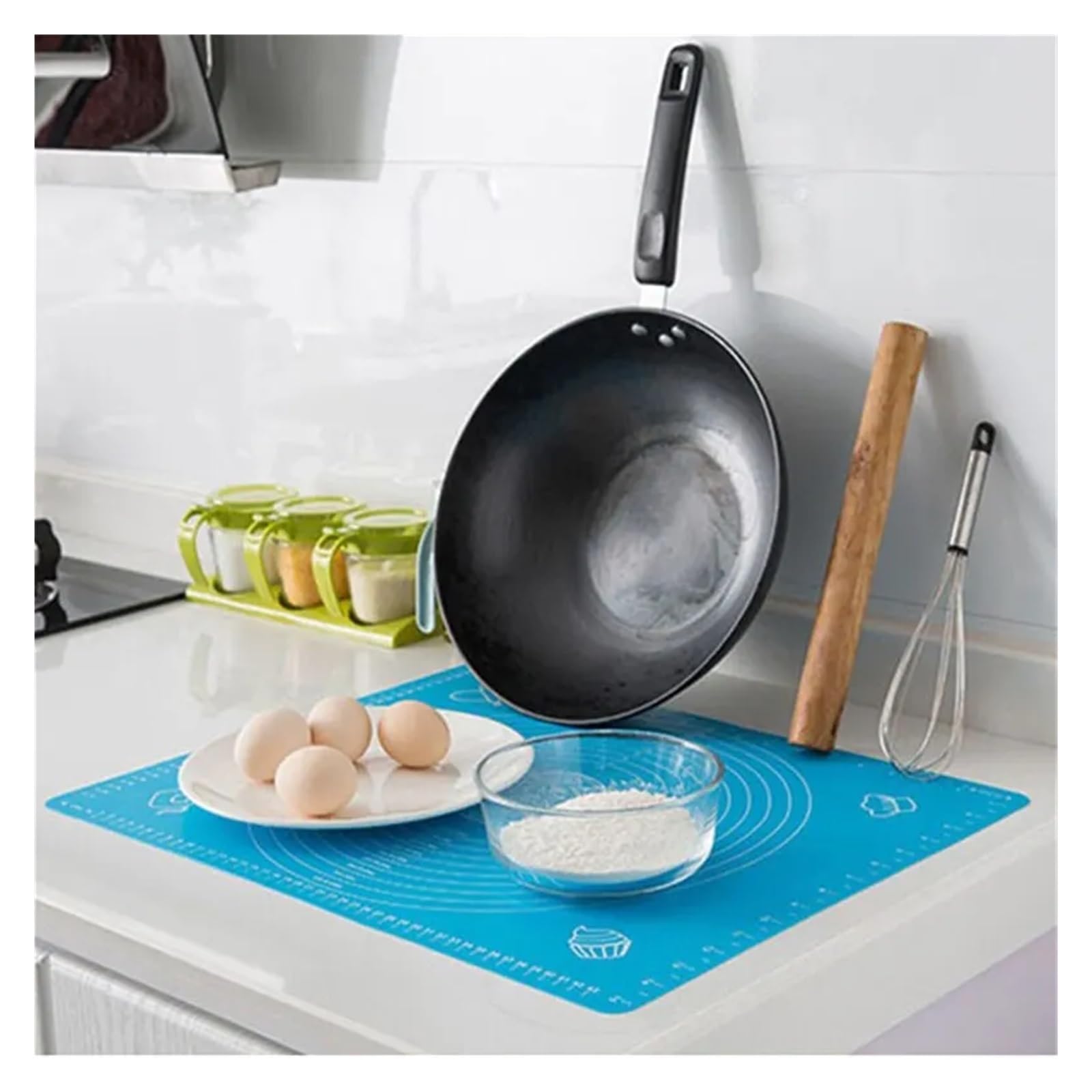Tappetino da forno in silicone per pizza e pasticceria, utensili da cucina, utensili da cucina antiaderenti, accessori per impastare (blu, 50 x 40 cm)