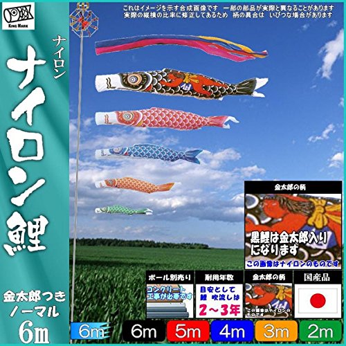 Amazon | キング印鯉のぼり 鯉のぼり 庭用 ナイロン鯉（五色吹流し）金