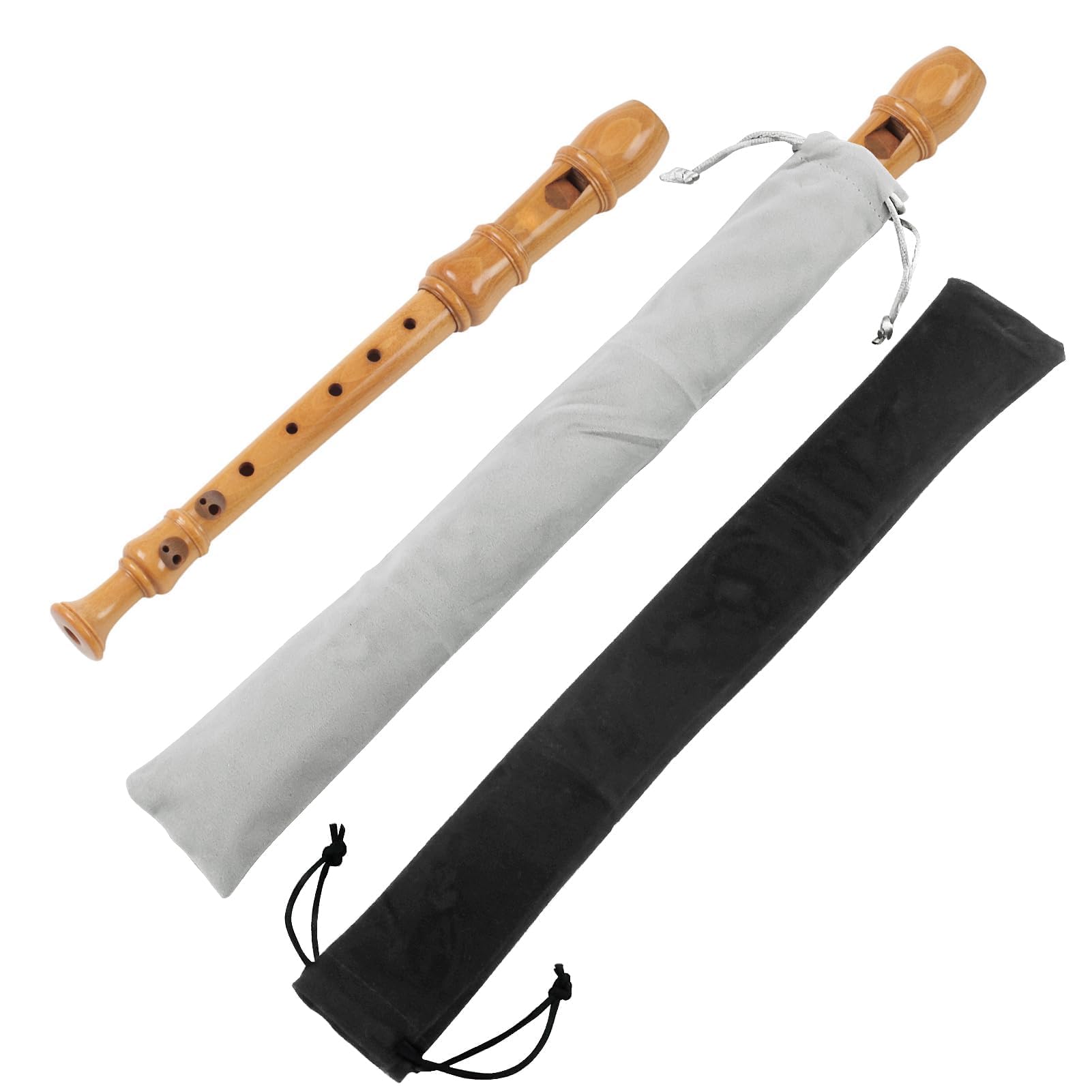 Lot De 2 Housses Pour FlûTe à Bec, Housse Pour FlûTe TraversièRe, Housse En Velours Pour FlûTe à Bec Soprano, IdéAle Pour FlûTes, Clarinettes, Baguettes, Harmonicas, CucurbitacéEs (Noir + Gris)