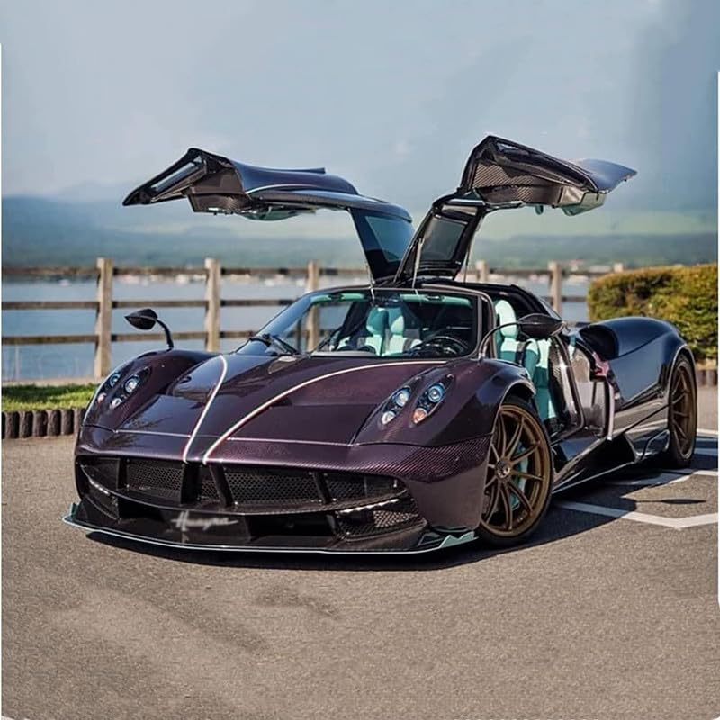 Image of New 1:24 Hayura Diecast Alloy Metal Pull Back Car with Openable Doors Music Sound and Light Vehicle Toy Car for Kids Boys (Purple)