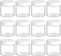 Vista 16 de TUZAZO Tarros de plástico de 8 onzas con tapas sin BPA, recipientes vacíos redondos transparentes para cosméticos, tarros de plástico para loción