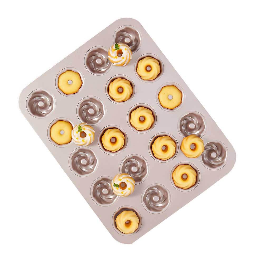 CANDeal Bandeja para Hornear Pasteles Antiadherente En Forma De Espiral para Hacer Pasteles Bundt del Tamaño De Un Bocado, Bandeja para Hornear Pasteles De Tubo Estriado (20 cavidades)