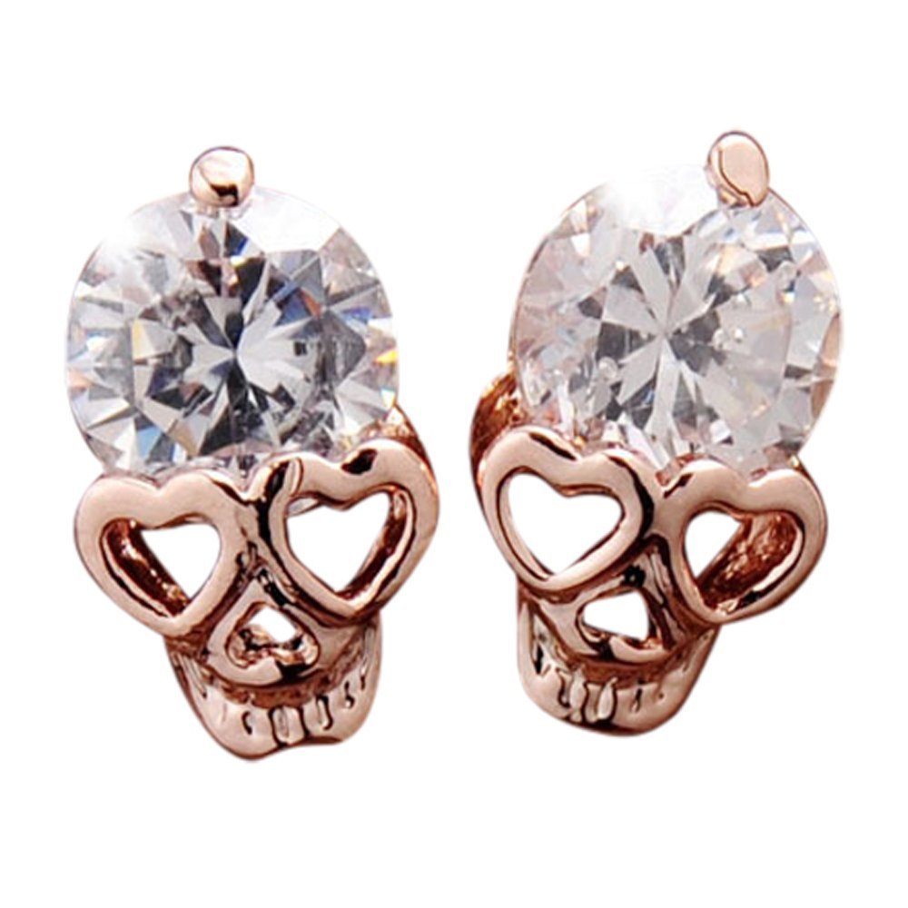 Ottilie Cubic Zirconia Skull Stud Earrings