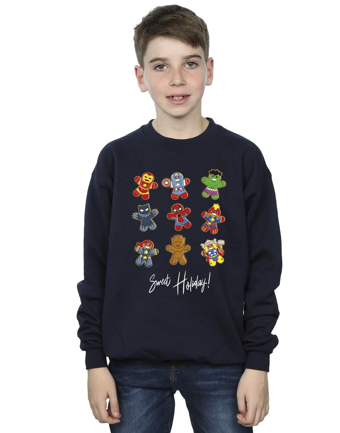 Absolute Cult Boys Navy Blue Marvel Gingerbread Avengers Sweatshirt 3-4 Years