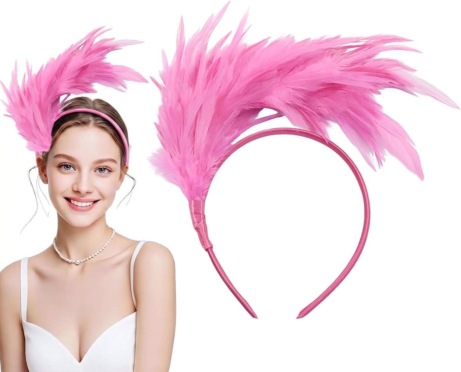 BokWin Feather Headband for Women - Feather Headpiece Vintage | Wedding Cocktail Tea Party