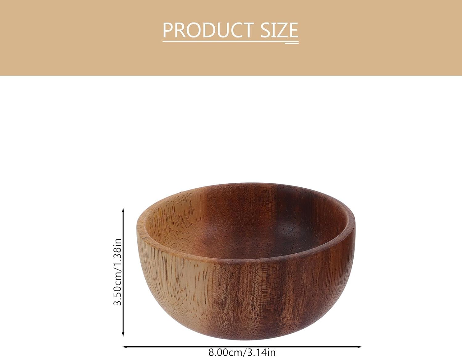 balacoo 2Pcs Wooden Soy Sauce Dishes round Mini Bowls for Garlic Mustard