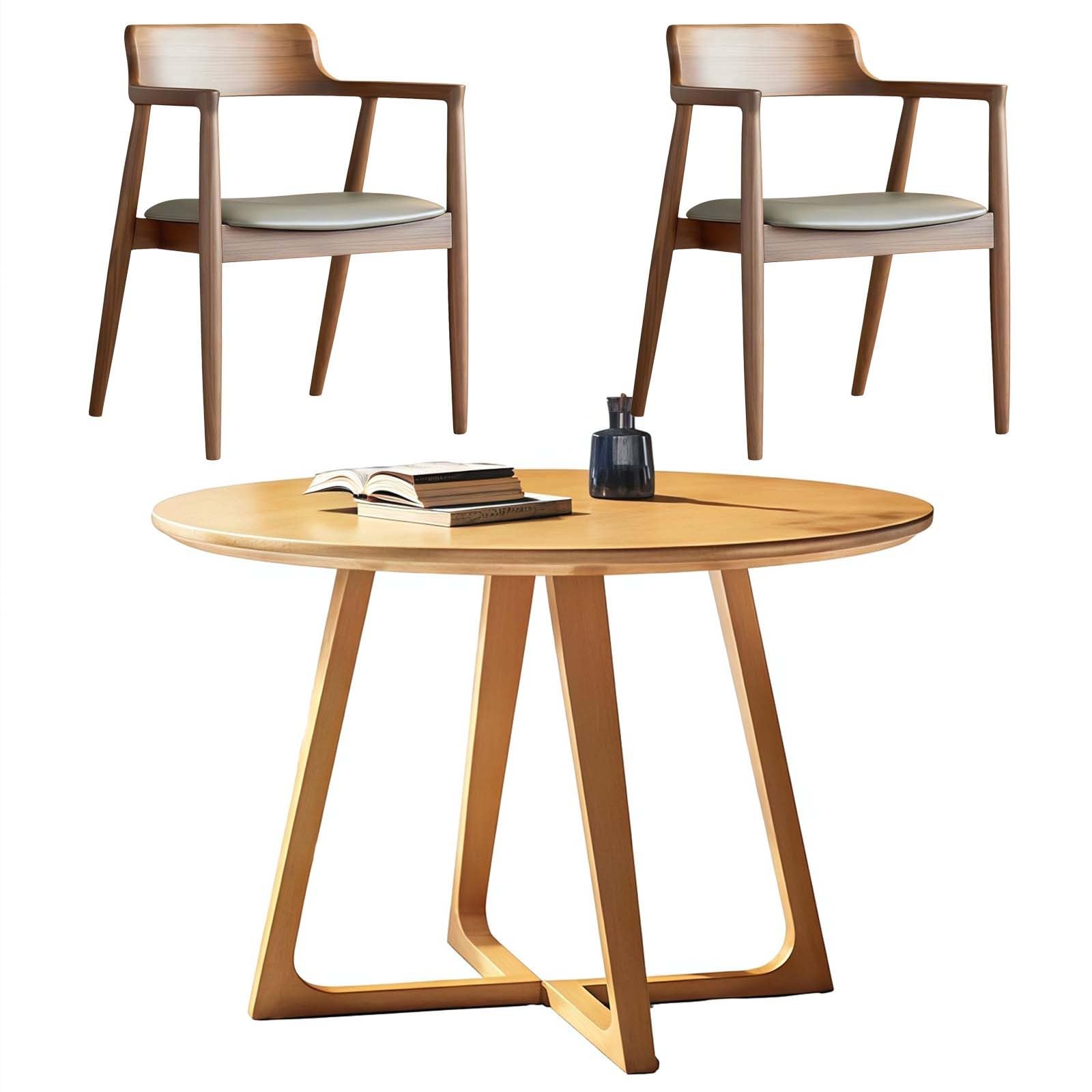 Table de salle à manger ronde en bois massif moderne chic