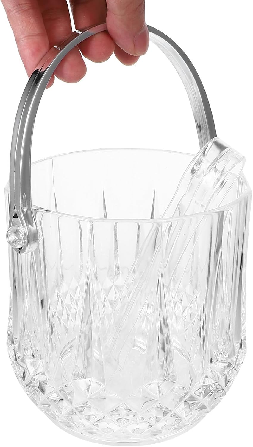 Crystal 60oz Plastic Ice Bucket Kit with Lid and Tongs