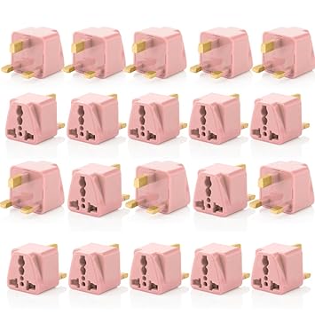 Hi-PLASST UK Plug Adapter (Pack of 20) for London (G-Type) Power Plug Converter for England, Dubai, Hong Kong,Singapore, Ireland, Wales, Scotland,Adaptor for Charging Laptop, Camera, Phone.