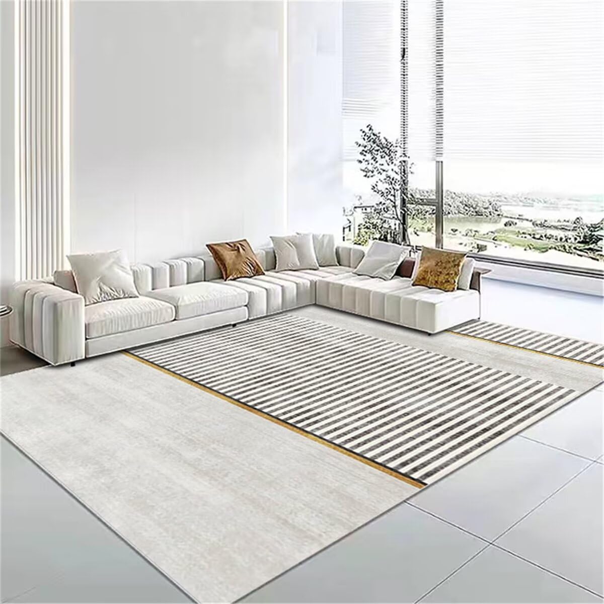 Tapis de chambre doux et antidérapant à rayures modernes pour sécuriser vos sols