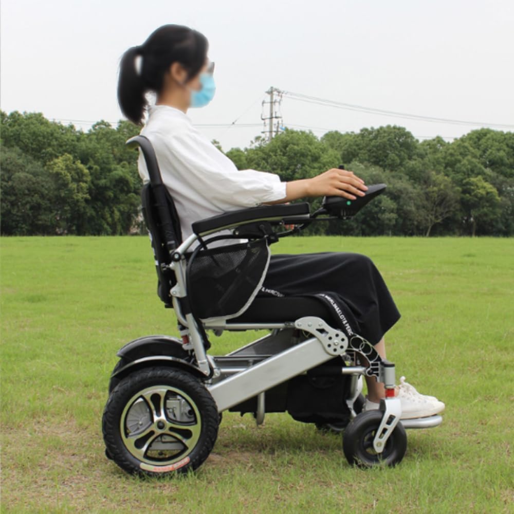 Sedia a rotelle elettrica pieghevole leggera con batterie al litio, modalità auto/manuale per viaggiare facilmente, ideale per adulti e anziani