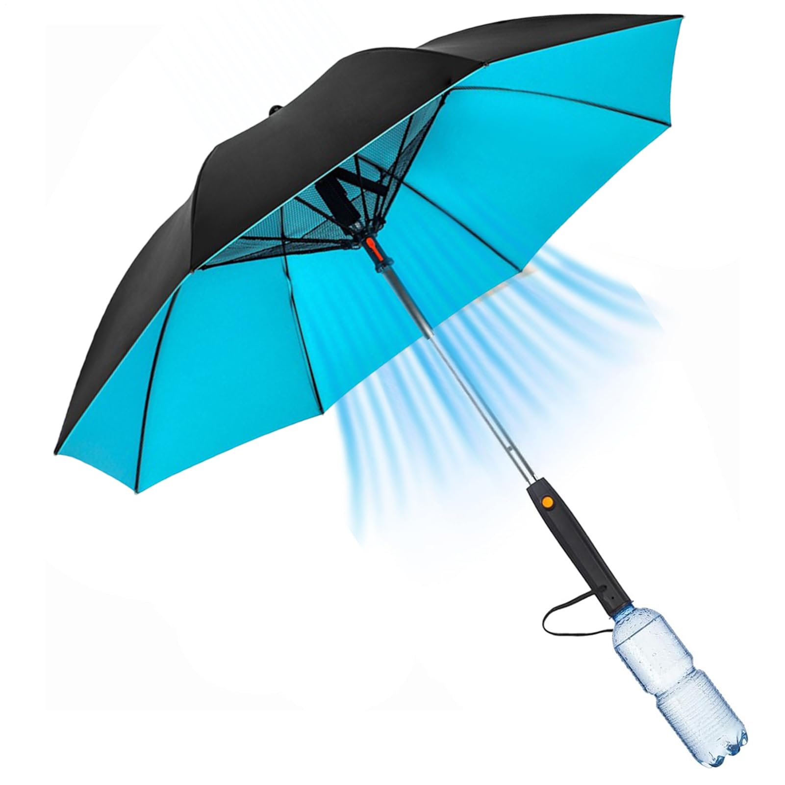 Genérico Paraguas Con Ventilador - Paraguas De Viaje 3 En 1 Con Ventilador Y Señor | Sombrilla De Enfriamiento Protección UV | Abanico Refrigeración Con Nebulizador Para Pesca, Golf, Terraza, Y Viaje