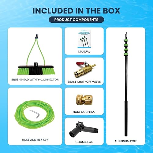 Miniatura 3 de Cepillo de limpieza de panel solar ligero de 24 pies y poste de alimentación de agua, kit de limpiador de ventanas y sistema de limpieza de paneles