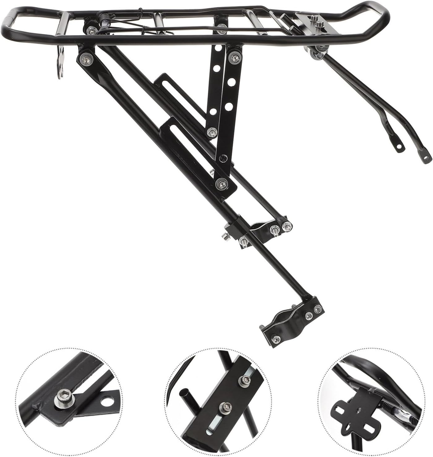 BESPORTBLE Adjustable Rear Bike Rack Almost Luggage Carrier for Mountain Road Bikes Heavy Duty Easy Installation Durable for Panniers Backpacks