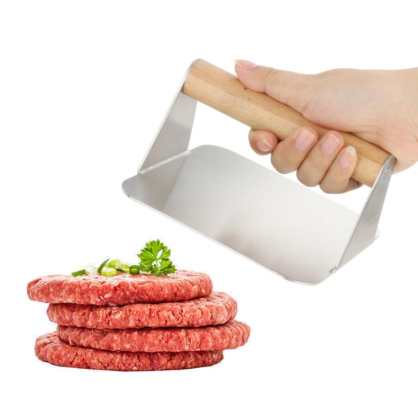 Wytrzymała prasa do hamburgerów do patelni, nieprzywierająca, narzędzie kuchenne ze stali nierdzewnej, łatwa do czyszczenia, ręczna maszyna do hamburgerów, do bekonu, steków, sera, panini,