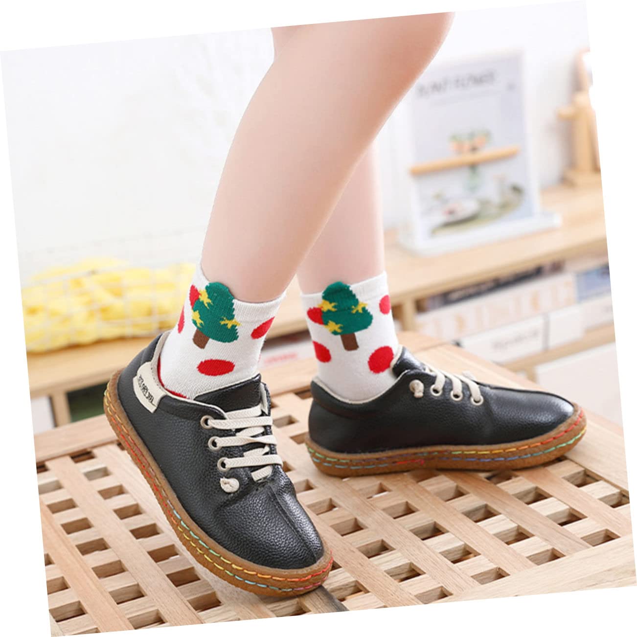 OUNONA 15paare Weihnachtskindersocken Mit Cartoon-Motiven Lustige Mittellange Socken Für Jungen Und Mädchen Atmungsaktiv Und Für Festliche