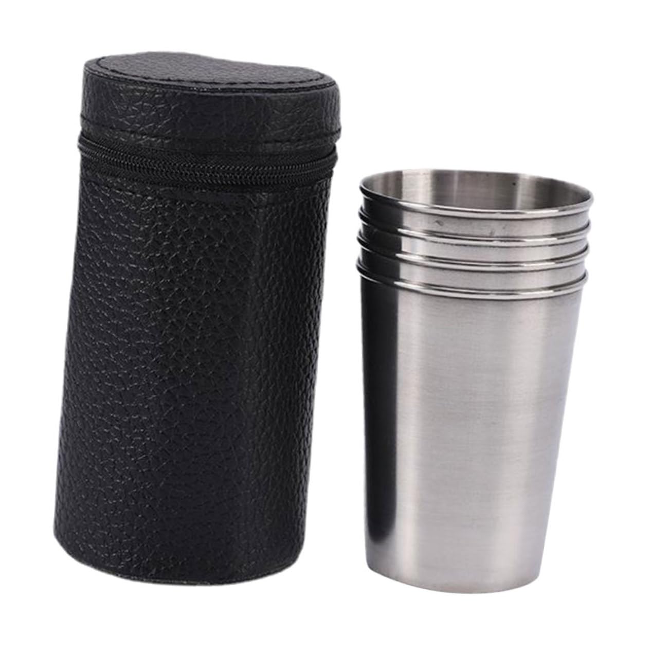 HOMSFOU Edelstahl Weinbecher Set 170Ml Mit Deckel Tragbare Camping Becher Stapelbar Für Outdoor Picknick Wandern Zuhause