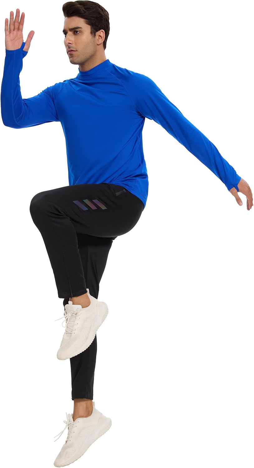 Men's Fleece Lined Thermal Shirts Midweight Crew/Mock Neck Base Layer Long Sleeve Top Cold Weather Workout - Image 5