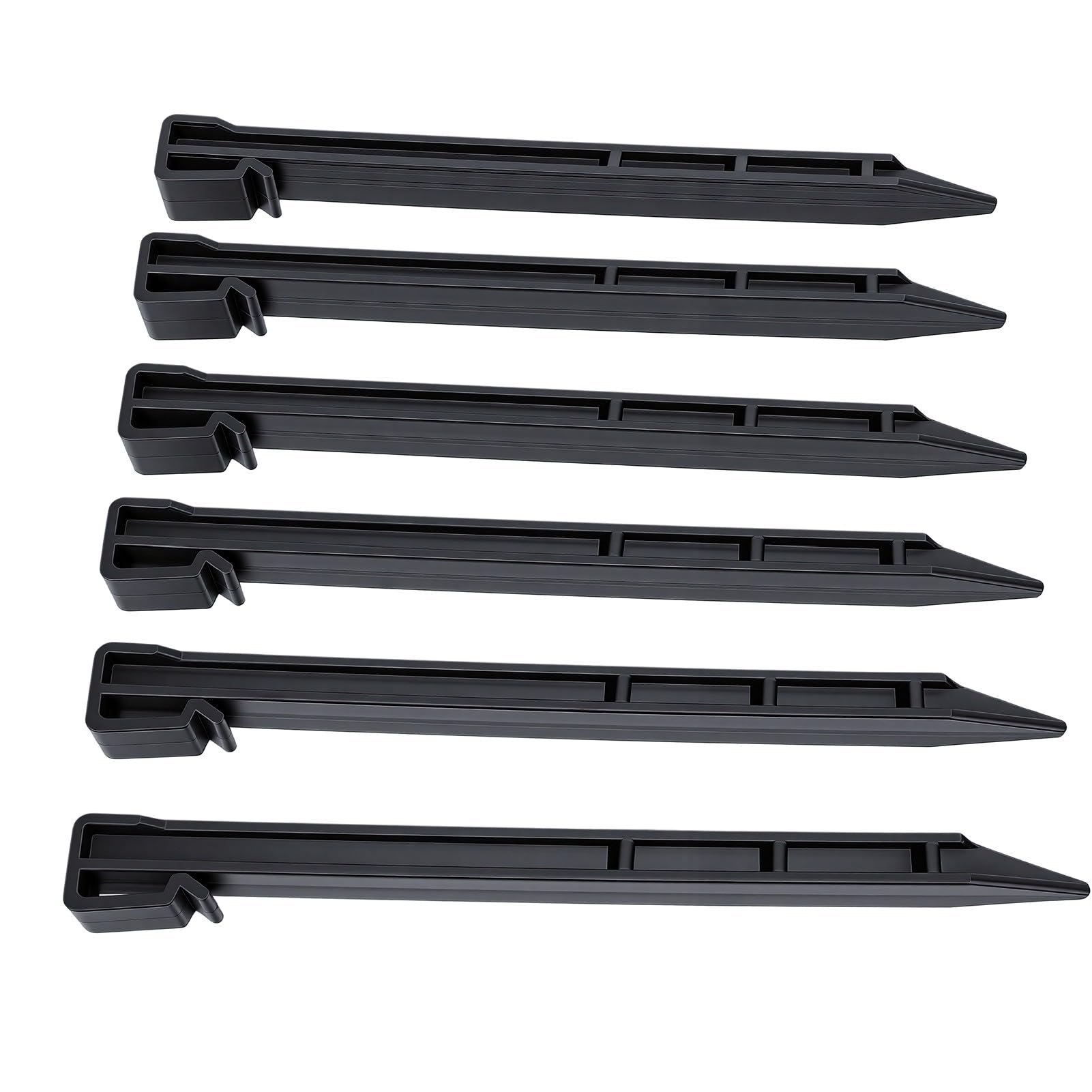 VGEBY Piquets d'ancrage au Sol en Plastique, 54 Piquets de Tente Noirs avec Dessus incurvé en Serpent, Conception à Poignée en épine, 9,45 X 0,71 Po pour Bordure de Jardin, Pelouse, Utilisation de