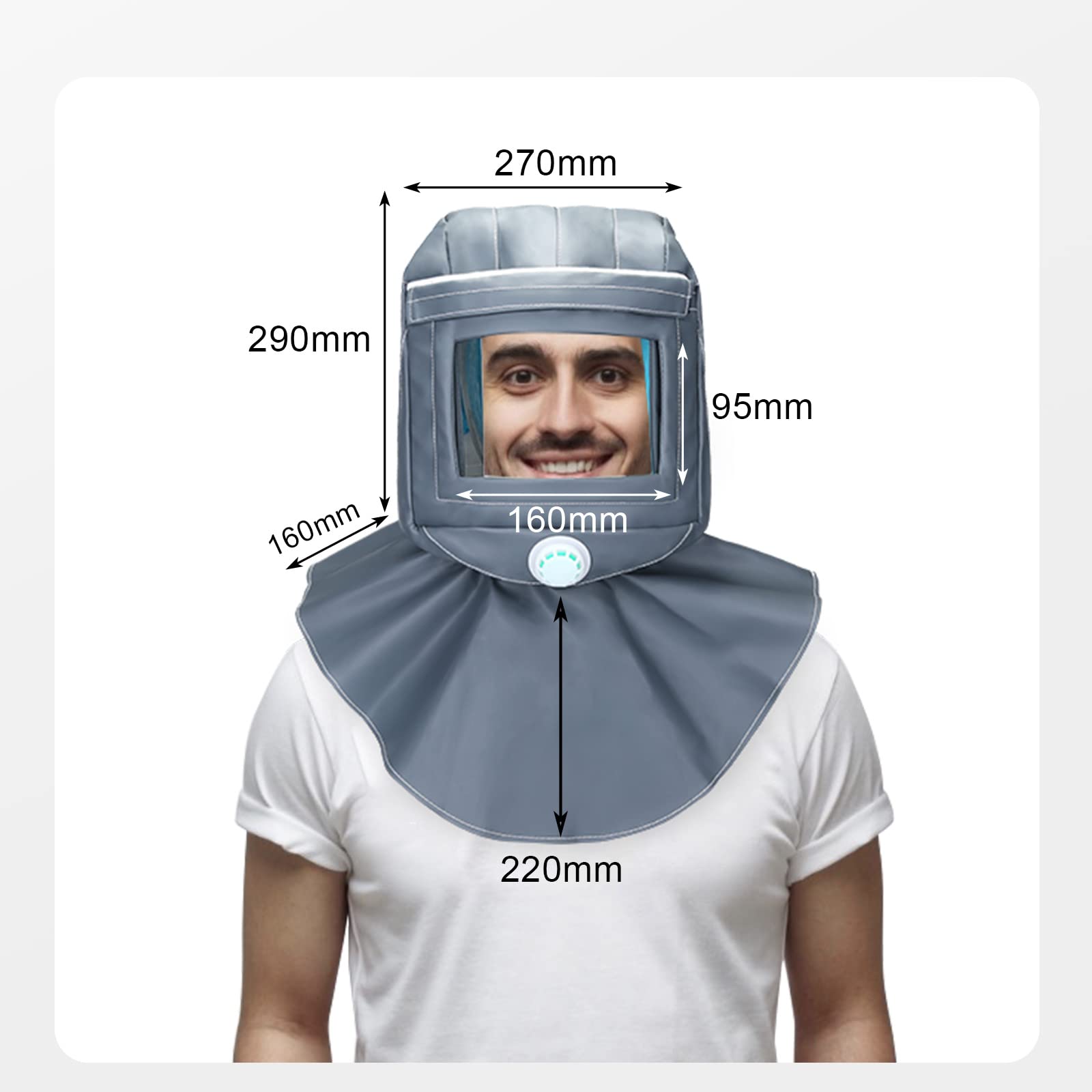 ENJOHOS scialle per sabbiatura, Cappa per sabbiatura con design a sfiato, Maschera Anti-vento in PVC facile da regolare e pulire, per lavorare per la levigatura di lucidatura