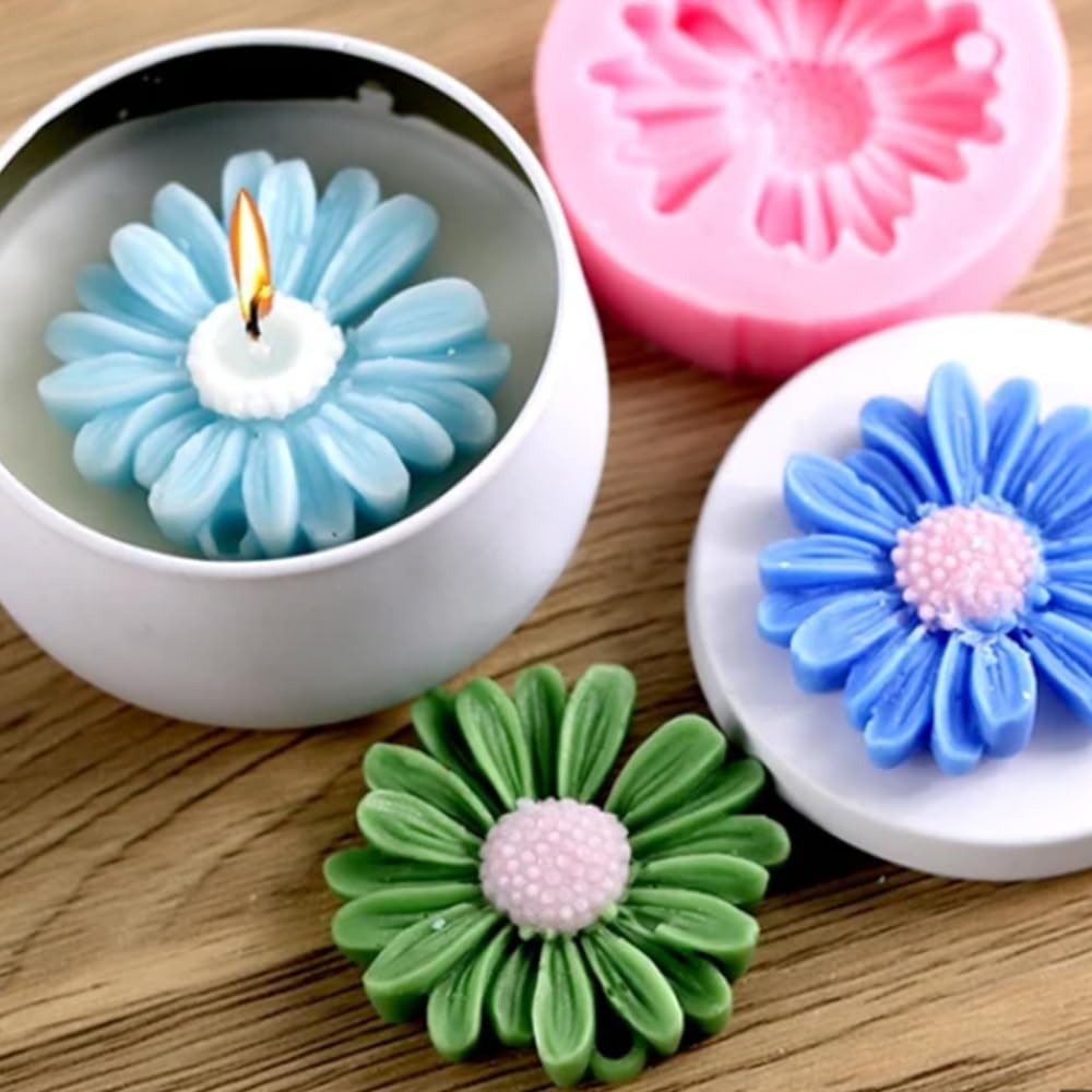 Saira Creation Daisy Flower Shape Silicone Mold 3D for Candle Making Flower Mould Soap Resin Art and Craft Chocolate Cake (Multicolour)-image-30