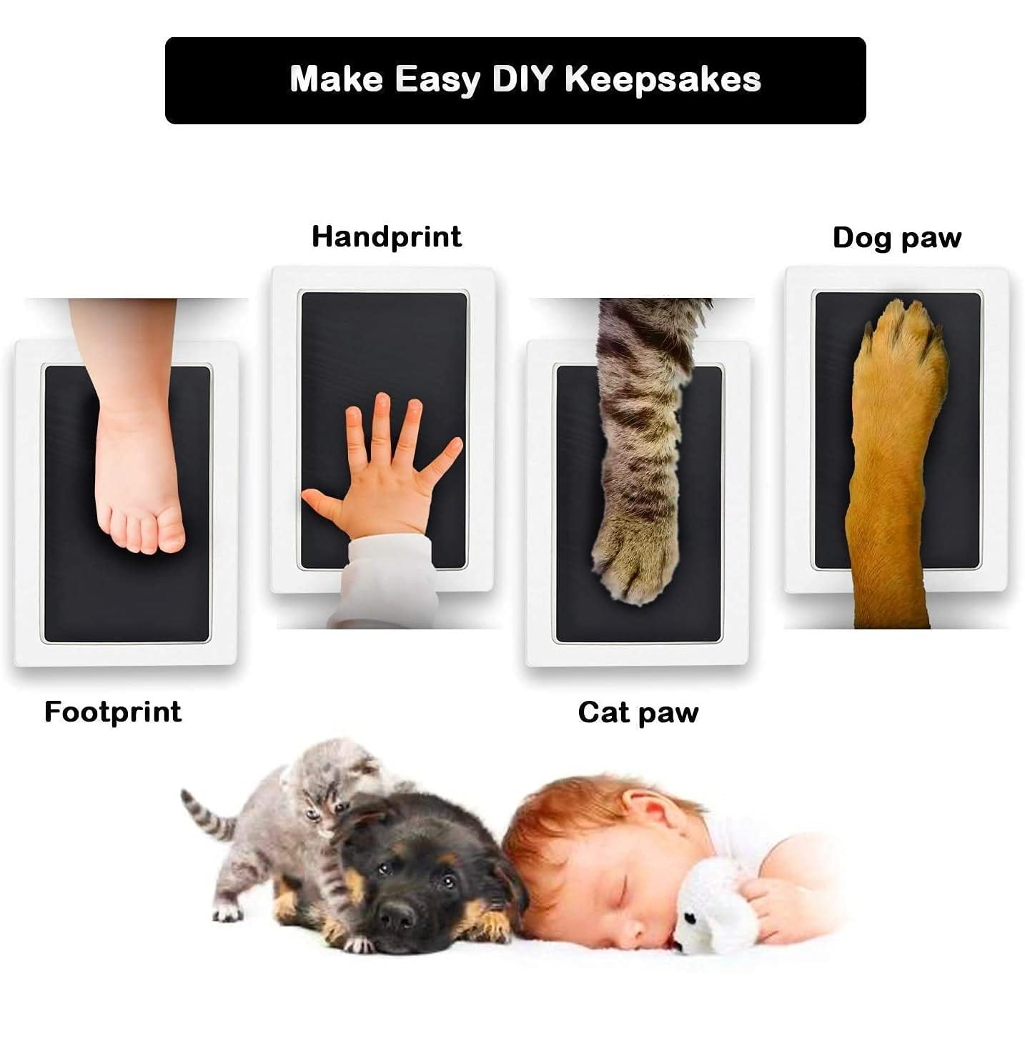 BABIES BLOOM Large Clean Touch Ink Pad for Baby Handprints and Footprints, Inkless Infant Hand & Foot Stamp, Safe for Babies, Does not Touch Skin – Perfect Family Memory or Gift (Black) 2