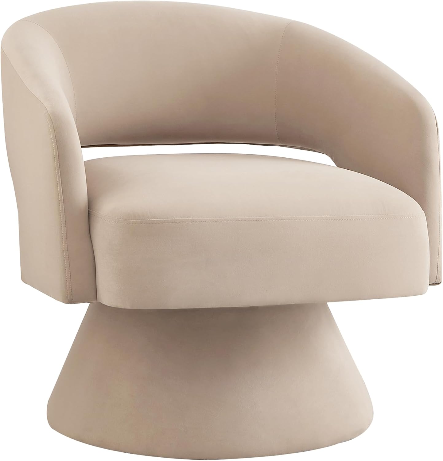 Ball & Cast Swivel Barrel Chair,Upholstered Velvet Round Accent Chairs,360 Degree Comfy Swivel Chair with Open Backrest,Single Sofa Seating,Bedroom Side Reading Seat,for Living Room,Home,Office,Taupe