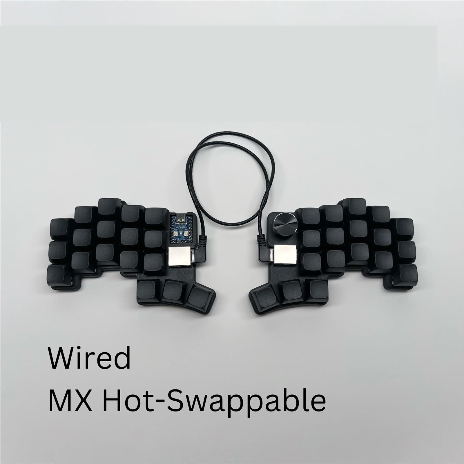 Kompatibel mit Cheapino V2 Split Wired MX Silent Kit | Vorgelöteter Split ergo. QMK/Fläschchen. MX-Silent-Schalter.(Gray Wood)