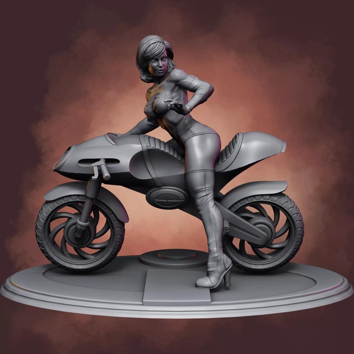 ZHANGJING 1/24 75mm 1/18 100mm Modello in Resina Ragazza sul Motociclo Pilota Figura Smontato Non Verniciato RA-329