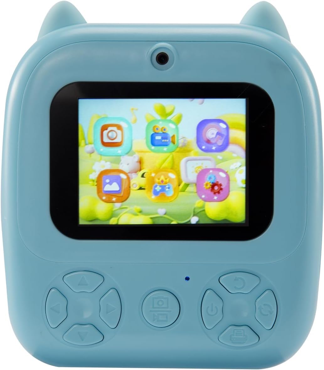 Macchina Fotografica Bambini Istantanea 2.4 Pollici/1080P,32GB Memoria,Slot Espansione Micro SD,3 rotoli di carta da stampa, un regalo perfetto per i tuoi bambini (Blu)