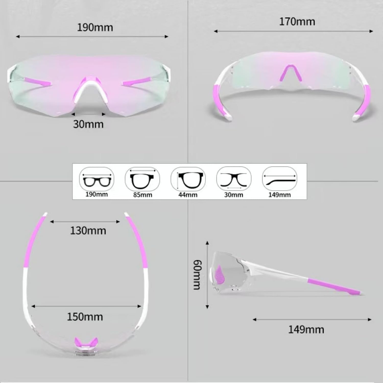 Photochromic Cycling Glasses for Men Women Sports Sunglasses Frame Discoloration HD Bike Glasses - Image 7