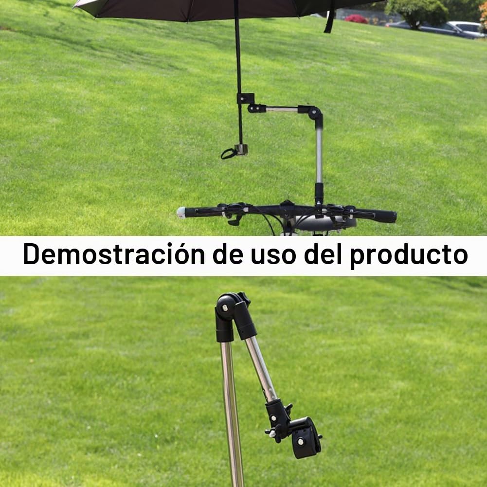 Inoxidable Soporte de Paraguas,Soporte de Montaje de Paraguas,Paraguas Manillar Soporte,Ajustable de 360°,Plegable,Soporte para Barra de Paraguas de Bicicleta para Cochecito de Bebé Sillas de Ruedas